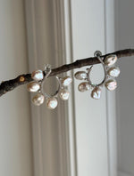 whole set white iridescent Keshi pearls s925 silver earrings pendant necklace set for her daily wear