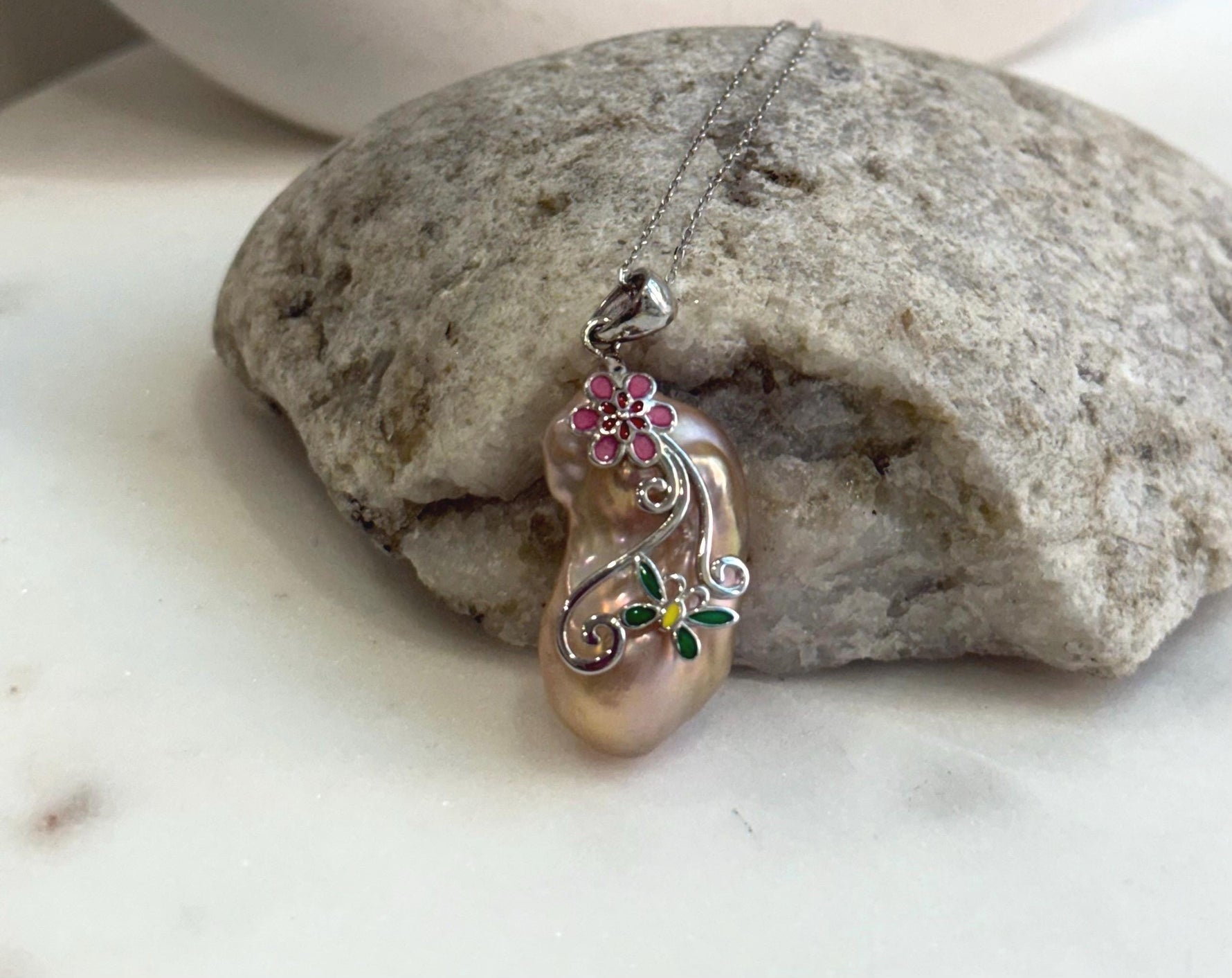affordable freshwater rose baroque pearl s925 silver floral pendant for her birthday