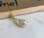 white iridescent big baroque pearl s925 silver pendant necklace set for her daily wear