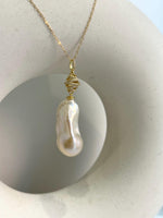 white iridescent big baroque pearl s925 silver pendant necklace set for her