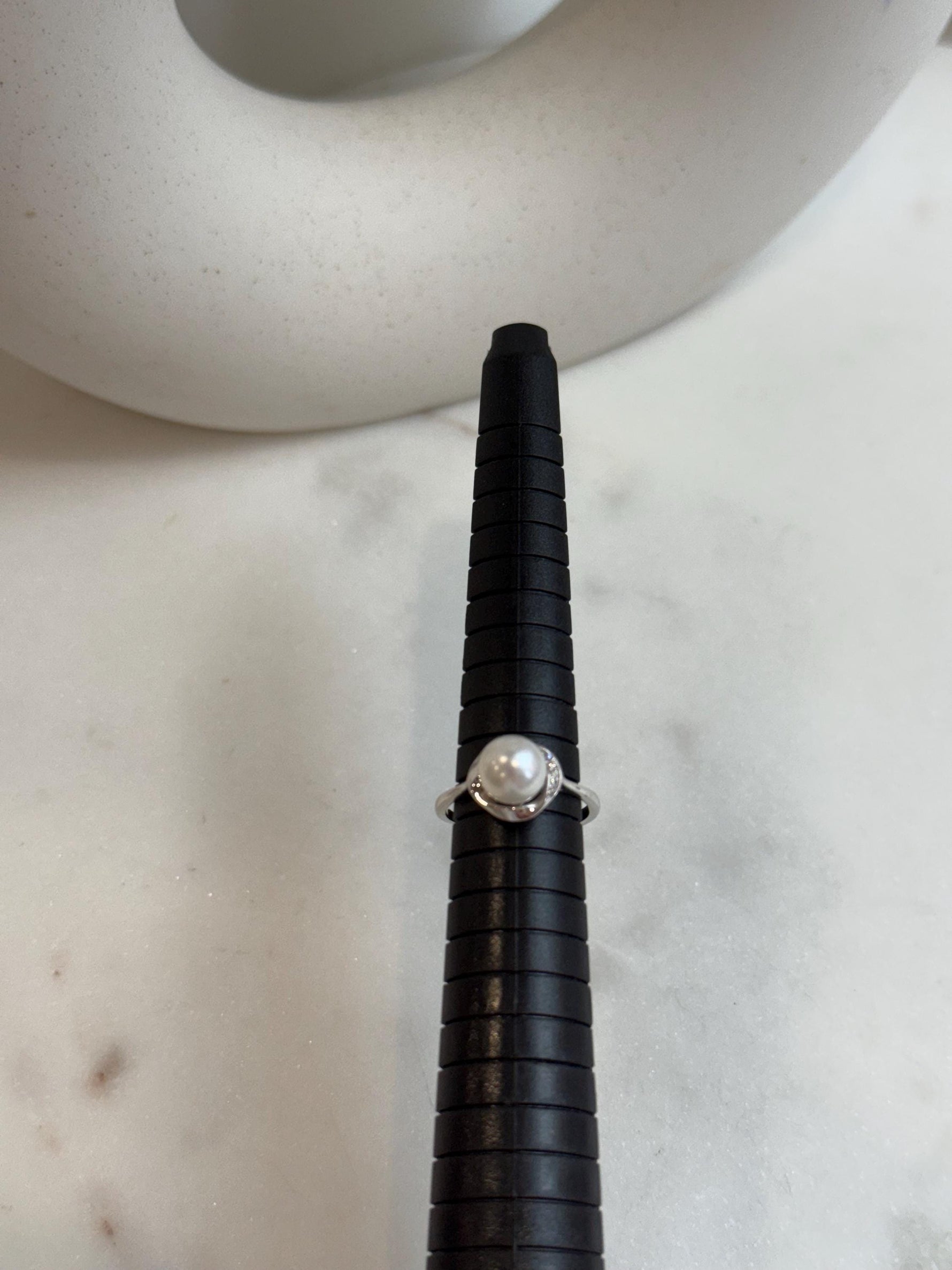 Super Value!  7.4mm extreme luster Australian Ocean Cold white Pearl  S925 silver minimalist adjustable ring unique gift for her