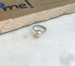 Super Value!  7.5mm extreme luster Australian Ocean Cold white Pearl  S925 silver minimalist adjustable ring unique gift for her daily wear