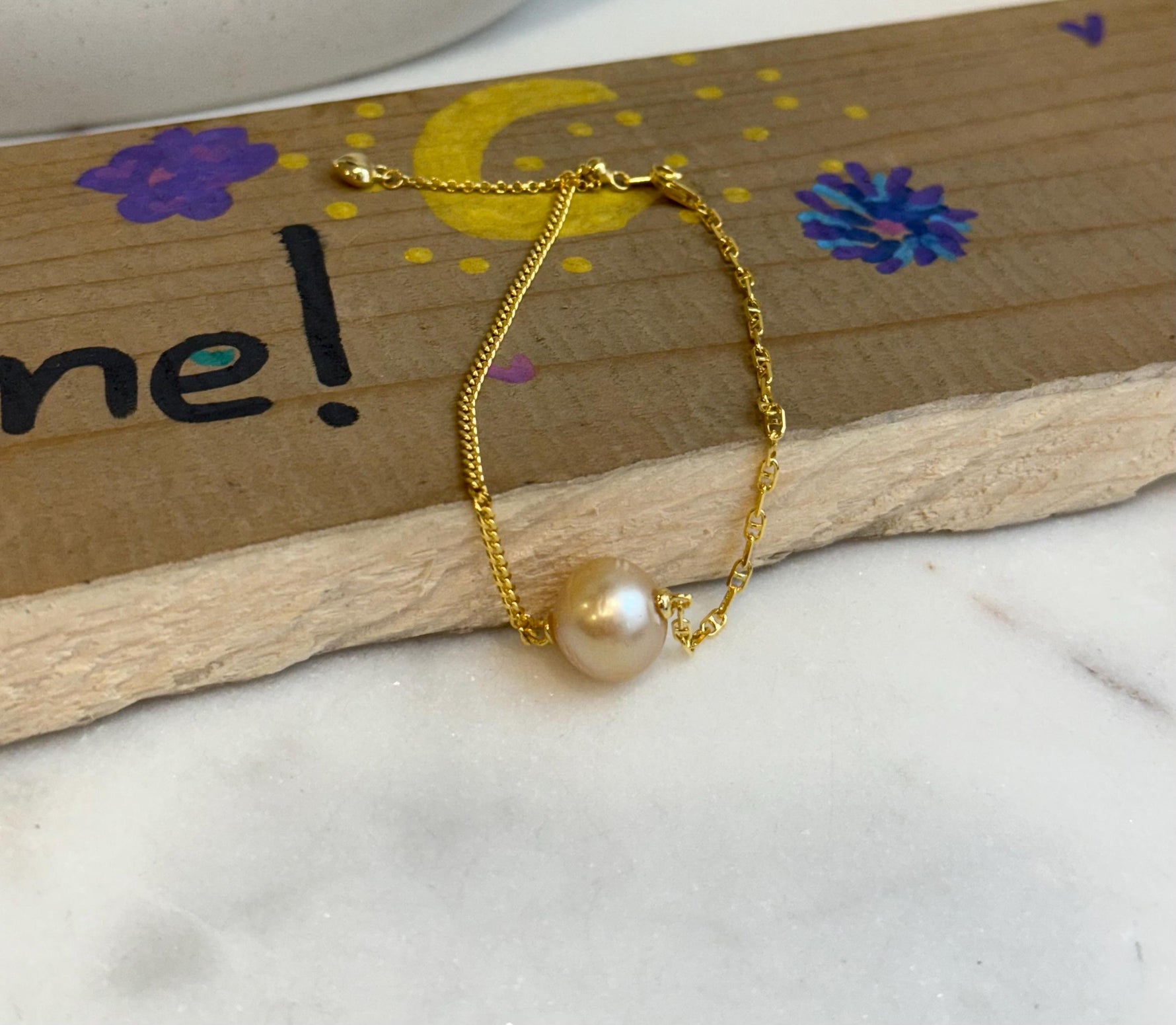 11.3mm strong luster south sea golden Pearl s925 silver AB adjustable daily office bracelet for her birthday. To 8.1”