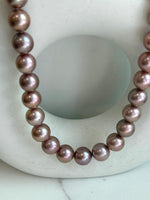 huge rose gold round Edison pearls s925 silver necklace strand for her anniversary