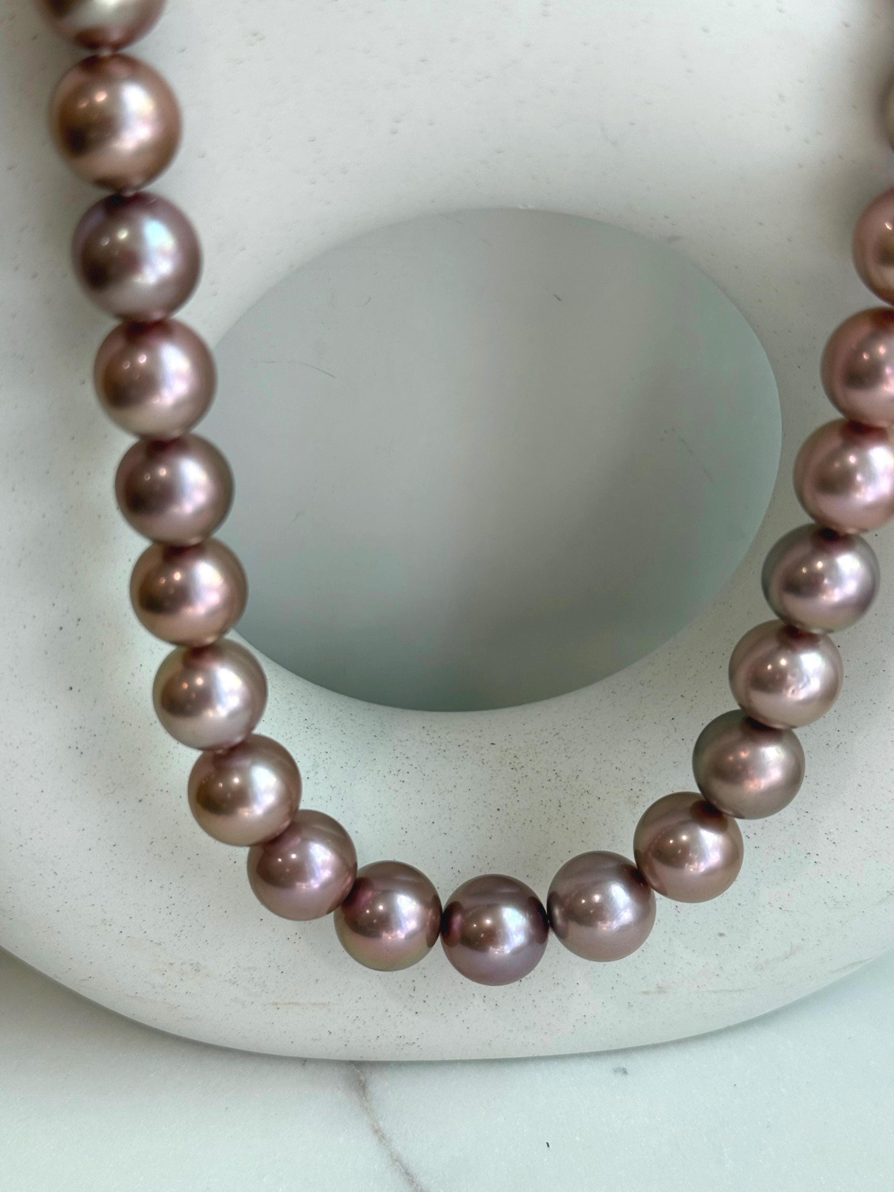 huge rose gold round Edison pearls s925 silver necklace strand for her anniversary