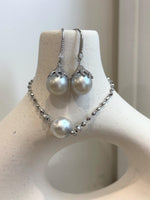 affordable Whole Set! 11.9mm 12.8mm Insale Strong luster Australian Ocean silver Pearls s925 silver braclet, earrings hooks set birthday gift for her