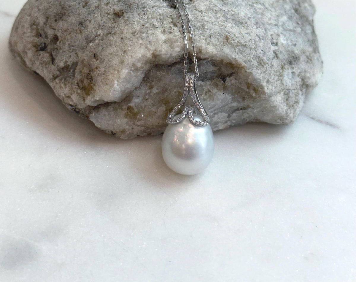 Australian ocean cold white pearl s925 silver mermaid pendant necklace set for her birthday