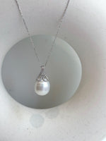 Australian ocean cold white pearl s925 silver mermaid pendant necklace set for her engagement