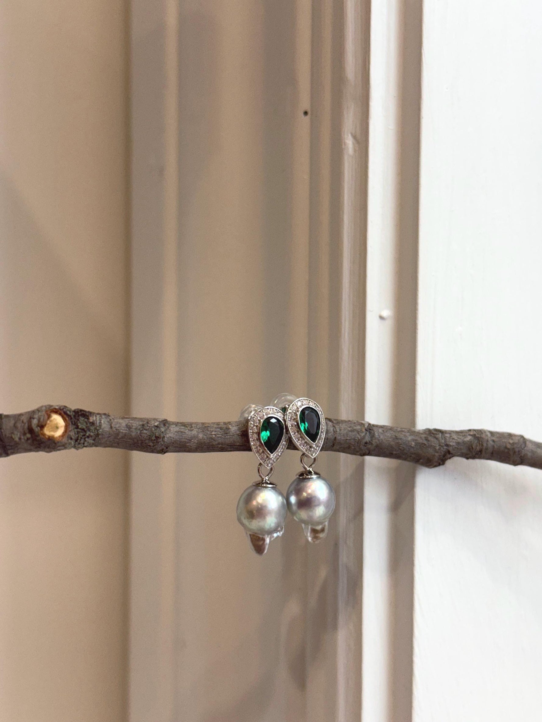 affordable Akoya silver blue baroque pearls s925 silver earrings chandeliers for her daily wear