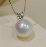 Deposit Only!! 11.7mm South Sea Golden Pearl. 18K Yellow gold pendant with zircon cad289.99