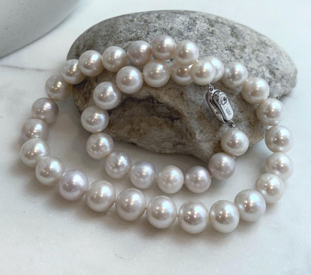 affordable white Edison pearls s925 Silver minimalist necklace choker for her retirement