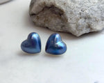 affordable Insale strong luster sky blue purple iridescent heart ocean Mabe earrings S925 silver minimalist earrings. Gift for her anniversary.