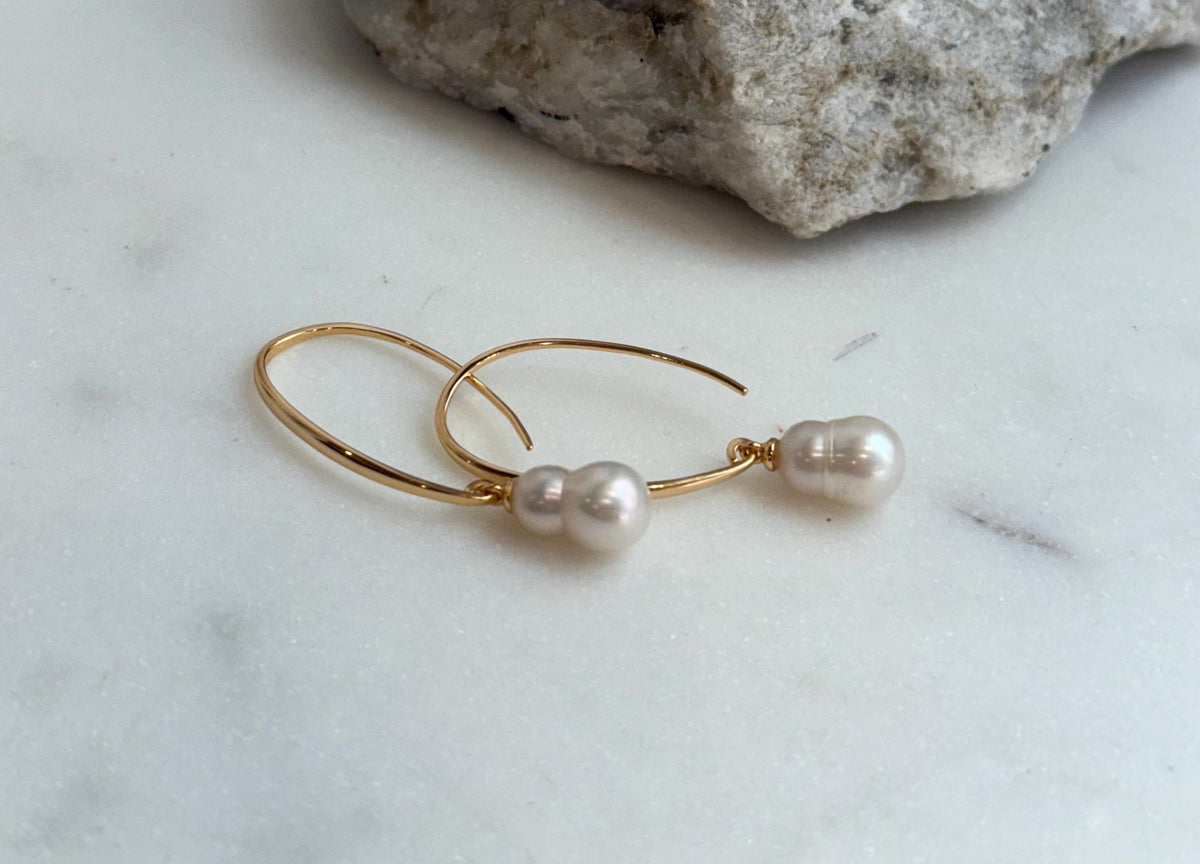 cheap Strong Luster Peanut Keshi pearls S925 silver earrings hooks drop daily office