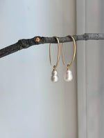 Strong Luster Peanut Keshi pearls S925 silver earrings hooks drop daily office wear