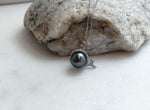 9.8mm Insale Tahitian strong luster mirrored green with brown hue Ocean Pearl Silver whale pendant chain Necklace unique gift for her.
