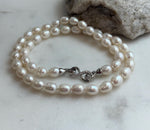 Strong luster Freshwater white rice Pearls s925 necklace choker Perfect unique gift for wife daughter teacher holiday gift