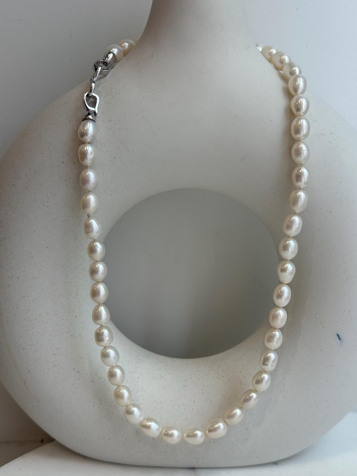 Strong luster Freshwater white rice Pearls s925 necklace choker Perfect unique gift for wife daughter teacher daily wear