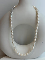 Strong luster Freshwater white rice Pearls s925 necklace choker Perfect unique gift for wife daughter teacher daily wear