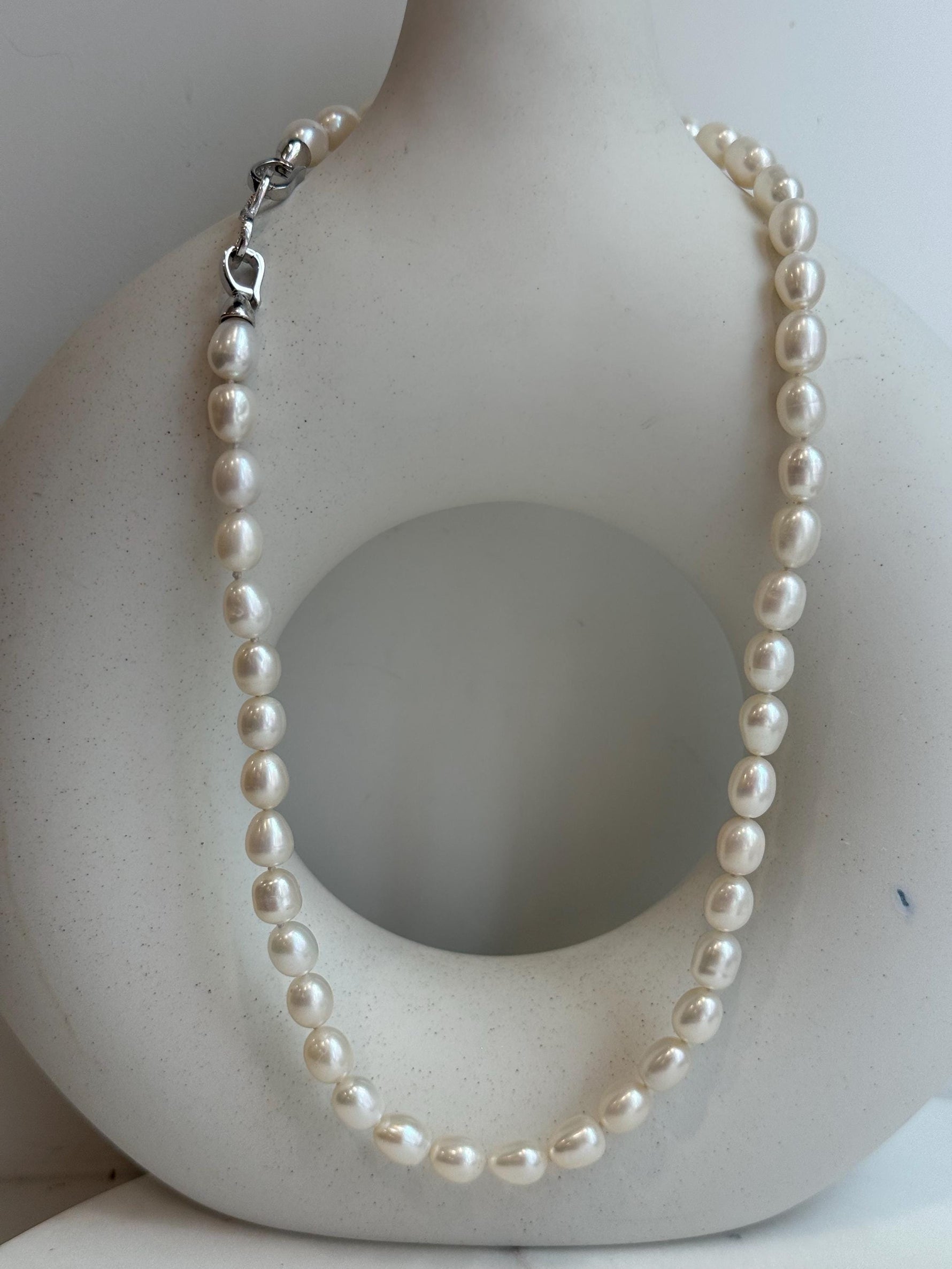 Strong luster Freshwater white rice Pearls s925 necklace choker Perfect unique gift for wife daughter teacher daily wear