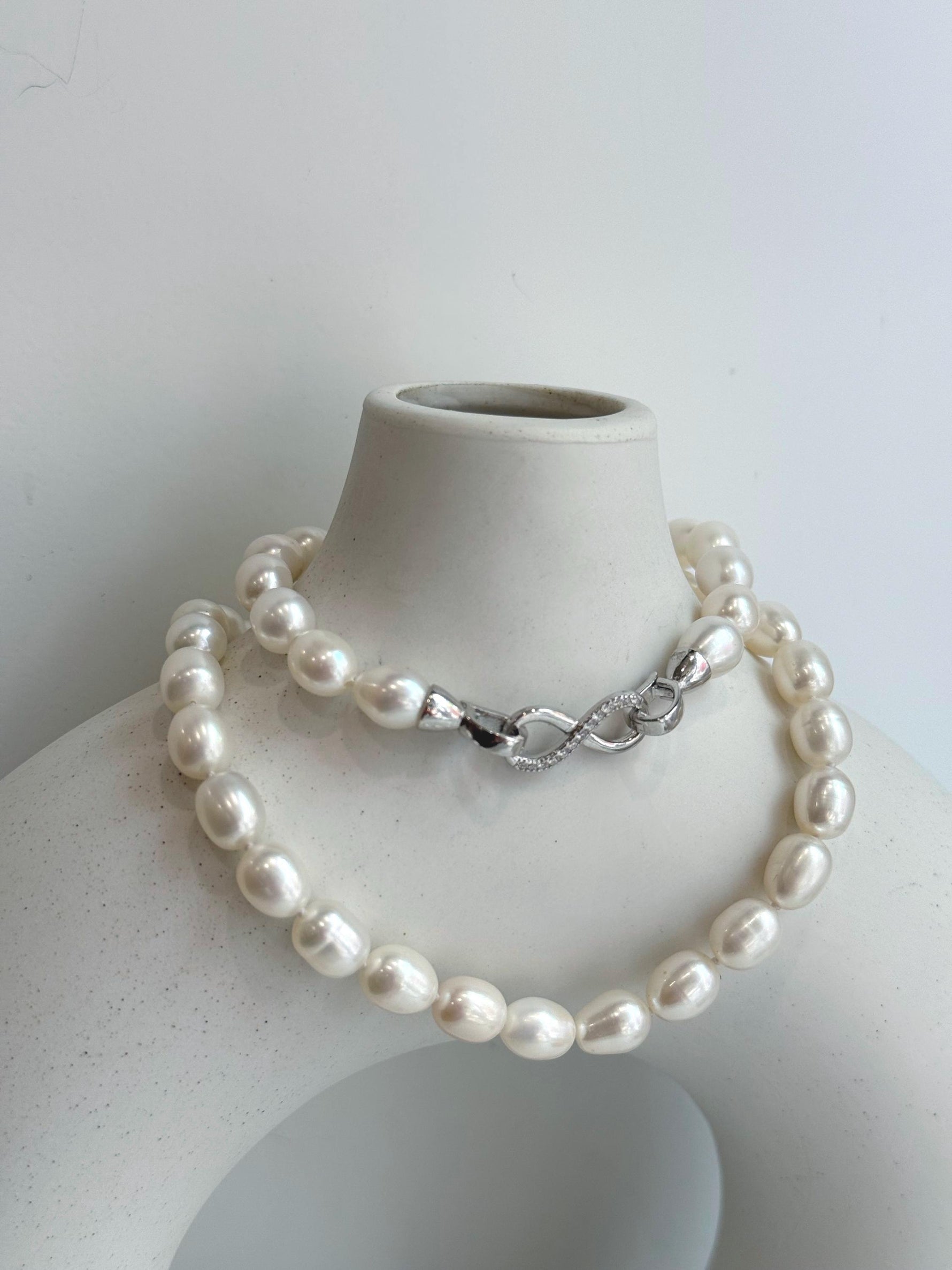 Strong luster Freshwater white rice Pearls s925 necklace choker Perfect unique gift for wife daughter teacher birthday