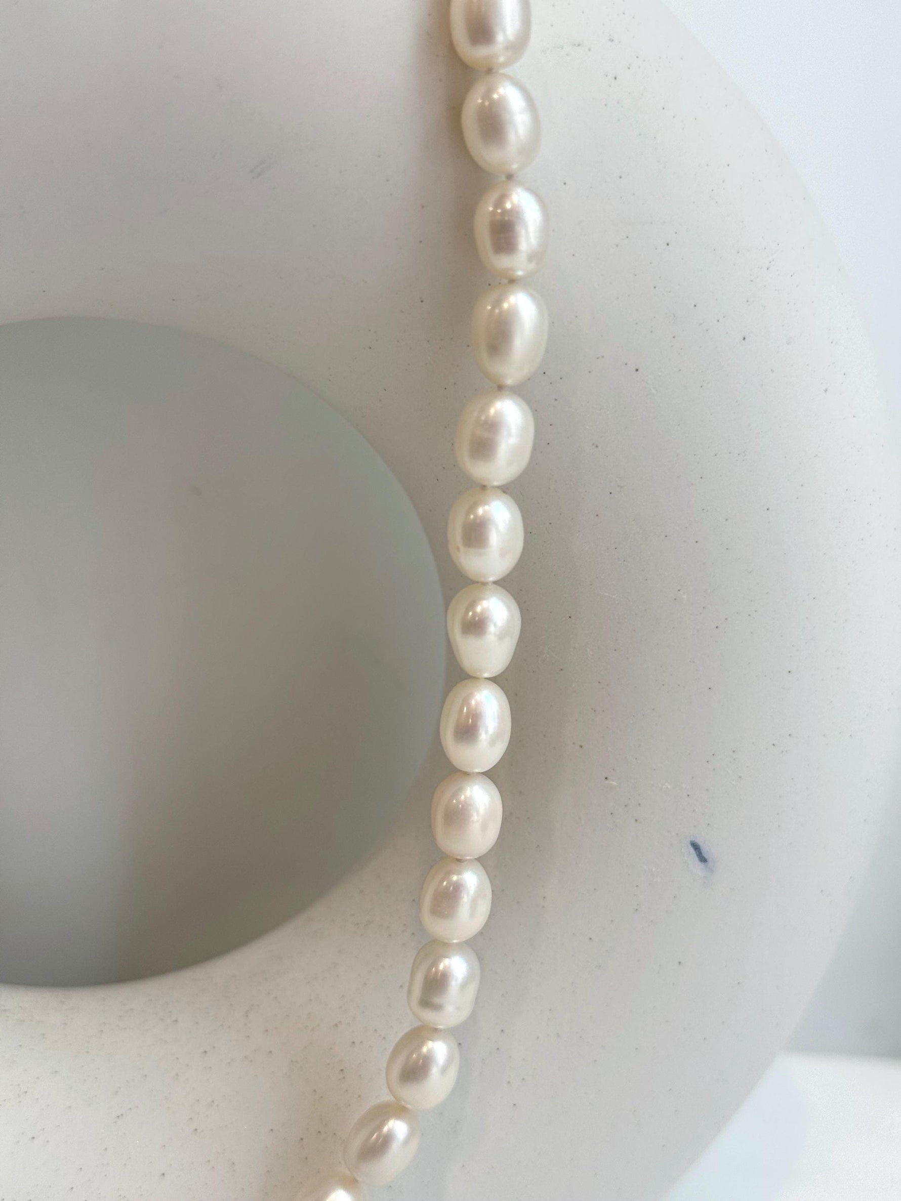 unique Strong luster Freshwater white rice Pearls s925 necklace choker Perfect unique gift for wife daughter teacher.