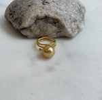 12mm Extreme luster South Sea Golden pure natural Ocean Pearl s925 silver adjustable ring. holiday gift wedding gift.