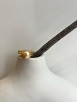12mm Extreme luster South Sea Golden pure natural Ocean Pearl s925 silver adjustable ring. holiday gift wedding Christmas gift.