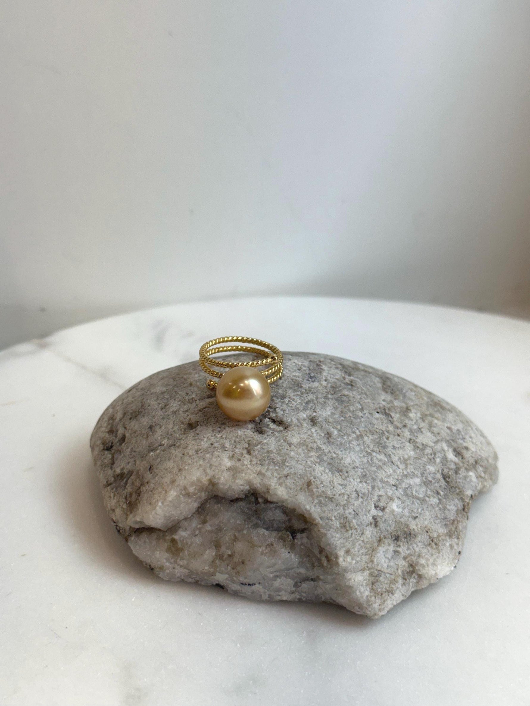 12mm Extreme luster South Sea Golden pure natural Ocean Pearl s925 silver adjustable ring. holiday gift wedding gift.