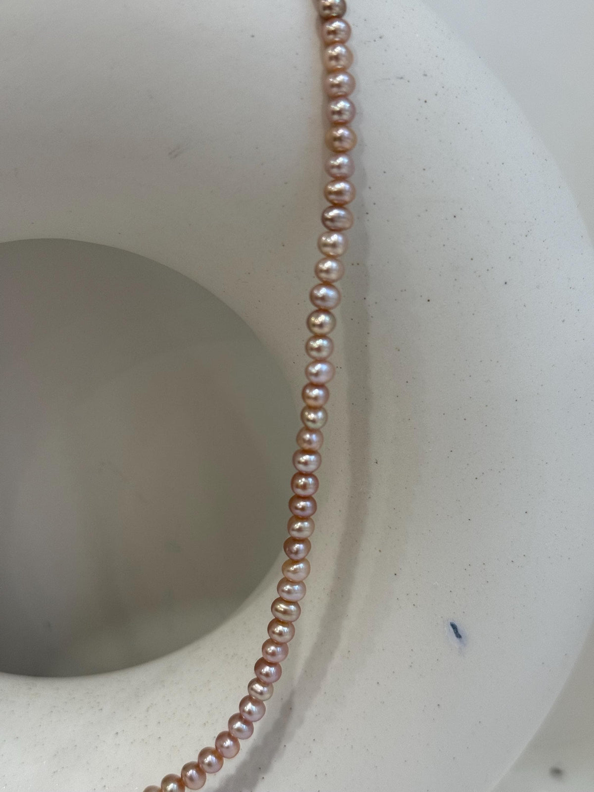 affordable extremely strong luster Freshwater blush pink rose near round small Pearl strand Necklace unique anniversary gift. daily wear