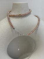 affordable extremely strong luster Freshwater blush pink rose near round small Pearl strand Necklace unique anniversary gift.