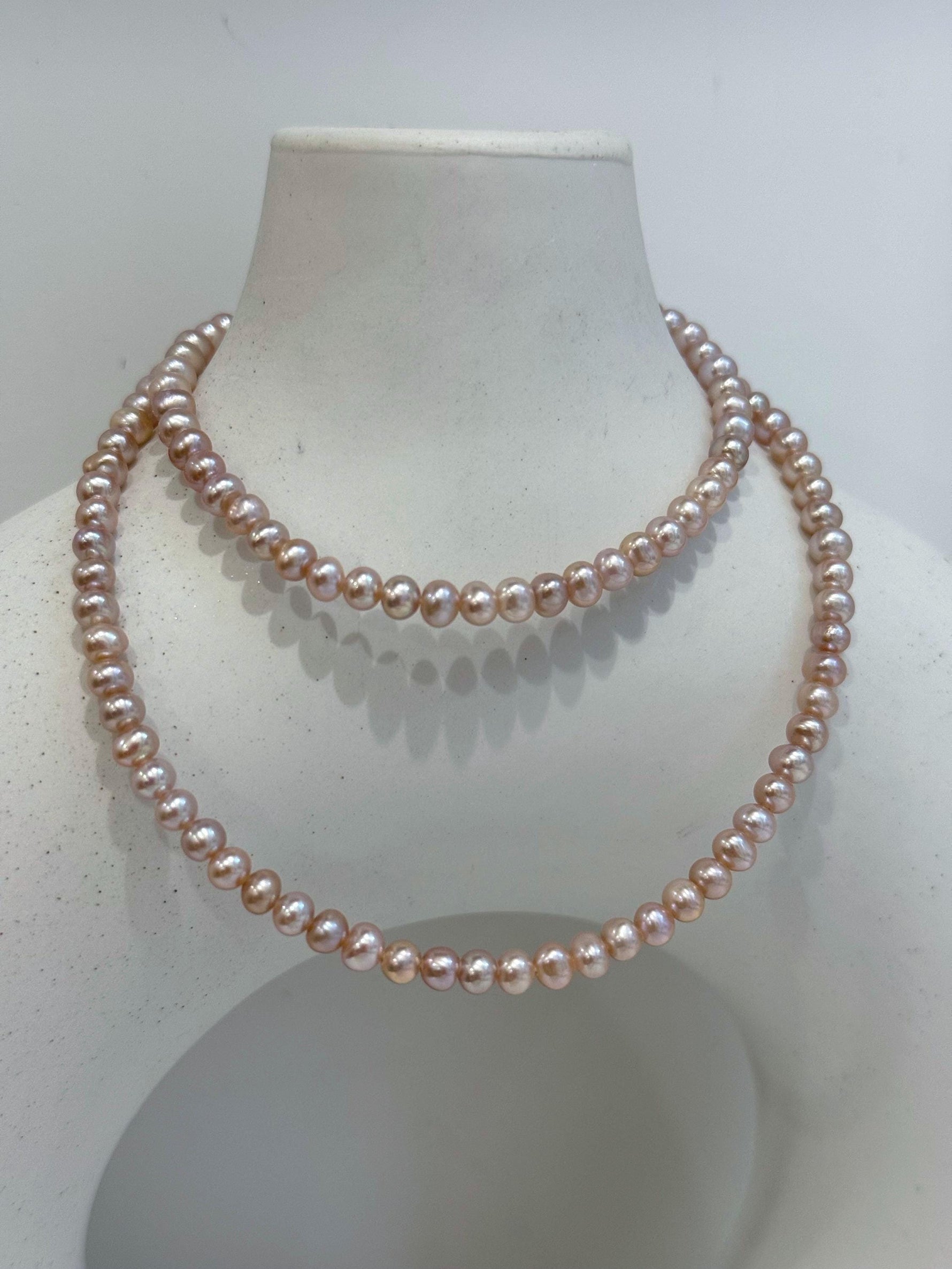 Super Value! 3.9-4.2mm extremely strong luster Freshwater blush pink rose near round small Pearl strand Necklace unique anniversary gift.