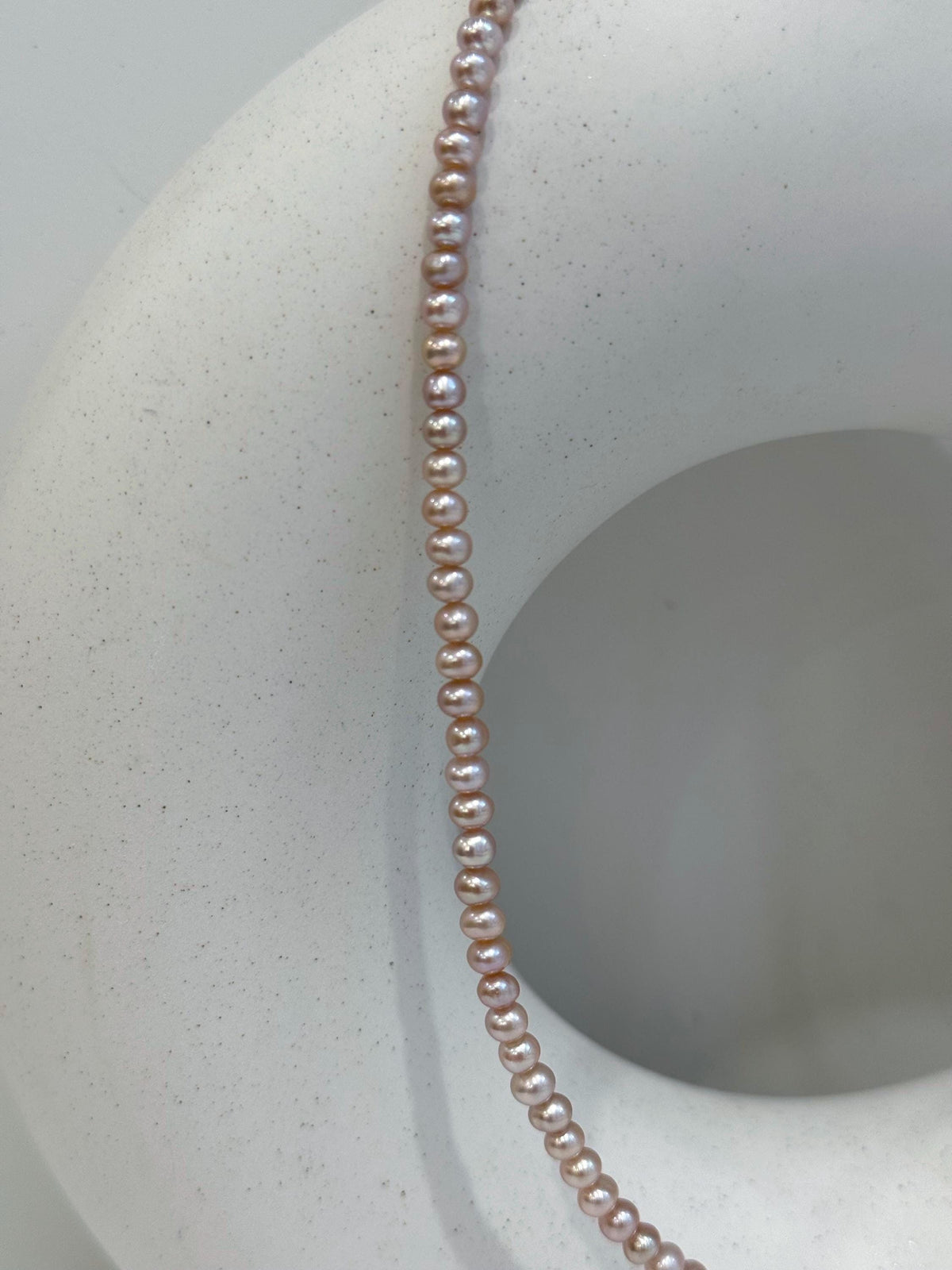 cheap affordable extremely strong luster Freshwater blush pink rose near round small Pearl strand Necklace unique anniversary gift.