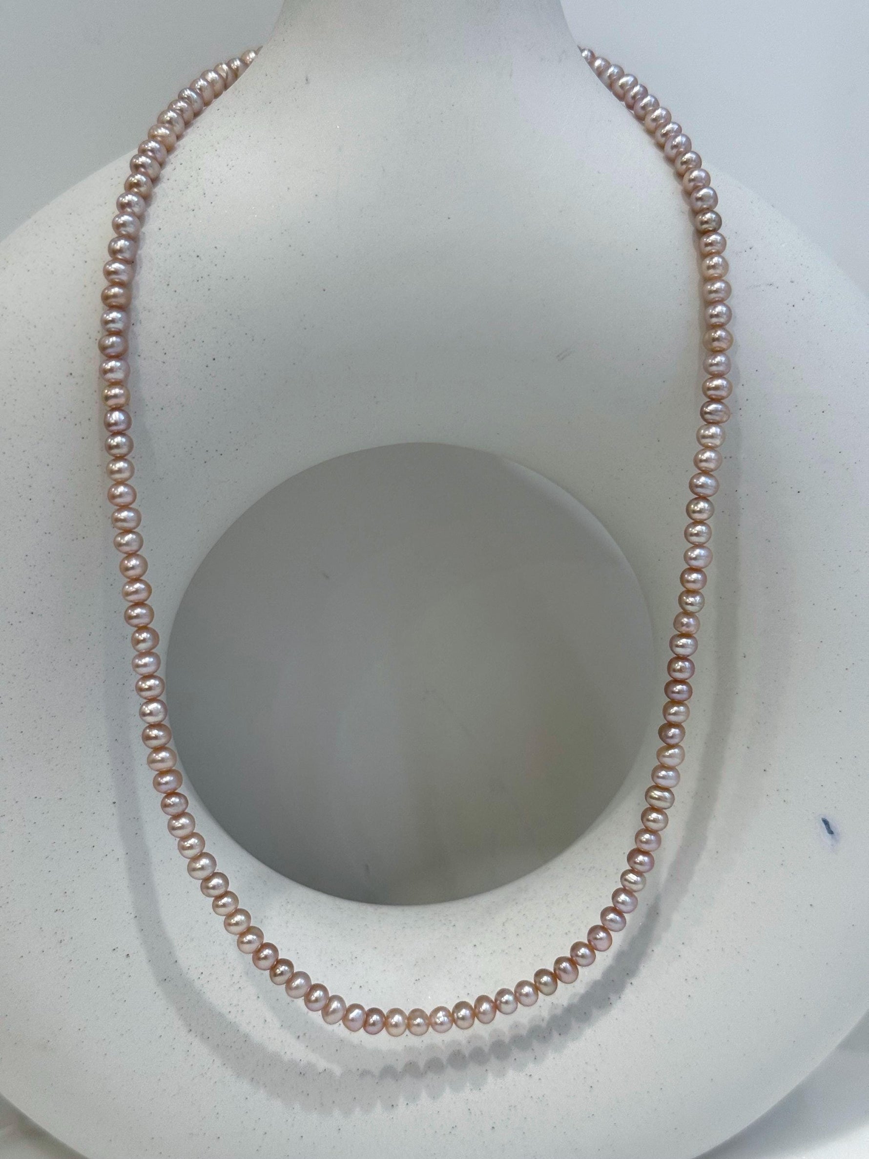 affordable extremely strong luster Freshwater blush pink rose near round small Pearl strand Necklace unique anniversary gift. office wear