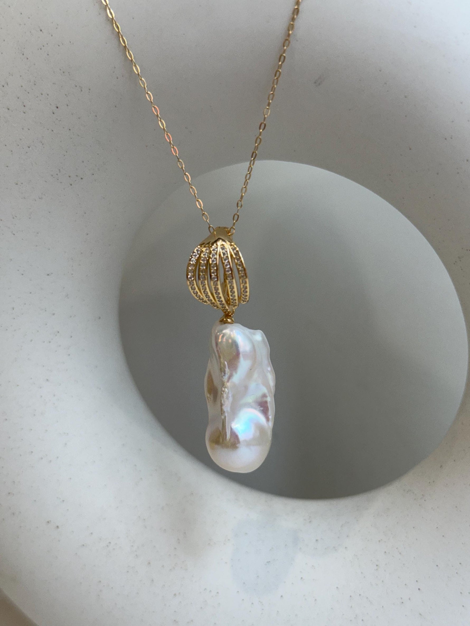 15x30mm InSale Extreme luster white iridescent smooth Baroque Pearl s925 silver vintage pendant silver chain Necklace gift for her office wear