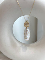 15x30mm InSale Extreme luster white iridescent smooth Baroque Pearl s925 silver vintage pendant silver chain Necklace gift for her.