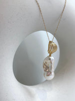 15x30mm InSale Extreme luster white iridescent smooth Baroque Pearl s925 silver vintage pendant silver chain Necklace gift for her holiday gift