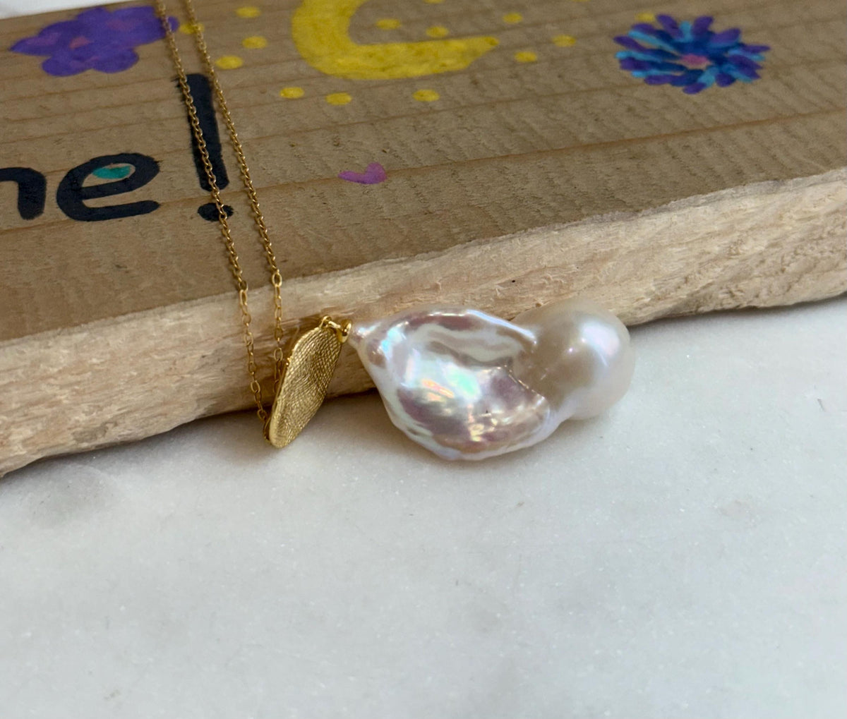 16.3x31mm InSale Extreme luster white iridescent smooth Baroque Pearl s925 silver vintage pendant silver chain Necklace gift for her.