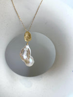 InSale Extreme luster white iridescent smooth Baroque Pearl s925 silver vintage pendant silver chain Necklace gift for her.