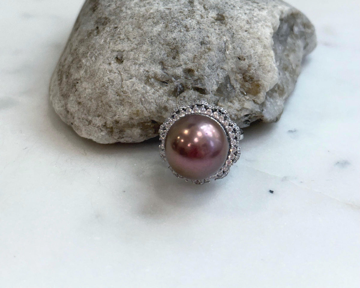 13.6mm affordable Insale Edison Extreme luster metallic rose with green hue pearl s925 silver stylish pendant silver chain Necklace unique gift for her