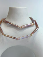affordable cheap extremely strong luster Freshwater metallic rose lavender strip Pearls strand Necklace unique anniversary gift for her daily wear