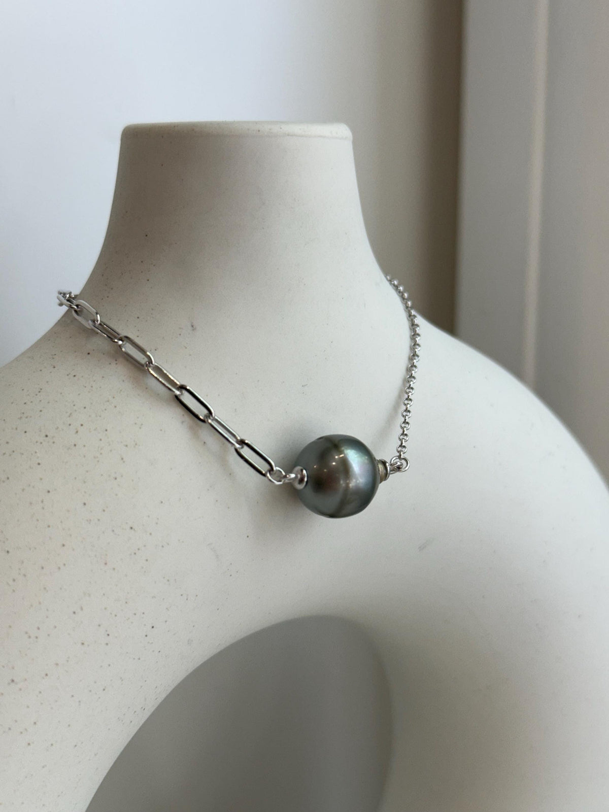 11.7mm Tahitian Ocean Saltwater Elegant Platinum Pearl bracelet adjustable daily silver bracelet. To 7.3”