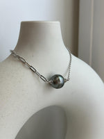11.7mm Tahitian Ocean Saltwater Elegant Platinum Pearl bracelet adjustable daily silver bracelet. To 7.3”