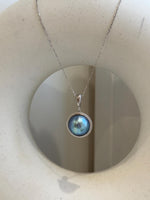 Insale strong luster purple green blue iridescent ocean Mabe dazzling s925 silver earrings & pendant necklace set. Gift for her birthday.