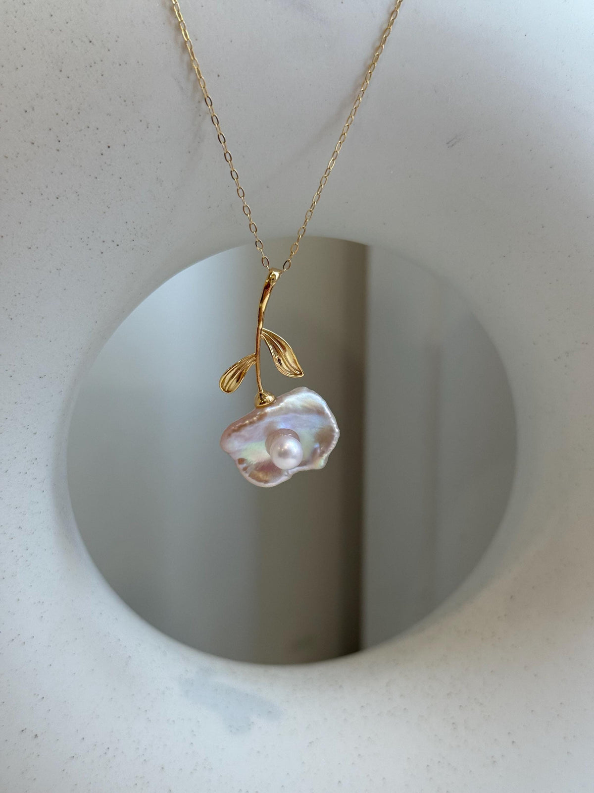 Extreme luster metallic pink iridescent Keshi Pearl s925 silver floral pendant necklace set gift for girls birthday