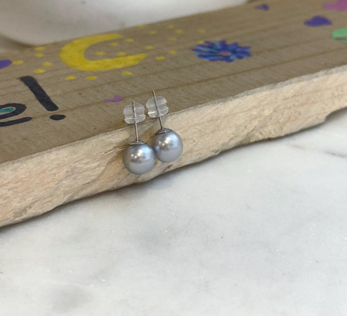 8.2mm Au750 18K Gold Akoya round Blue Silver Extreme luster natural ocean pearls minimalist earrings Gold stud Daily earrings