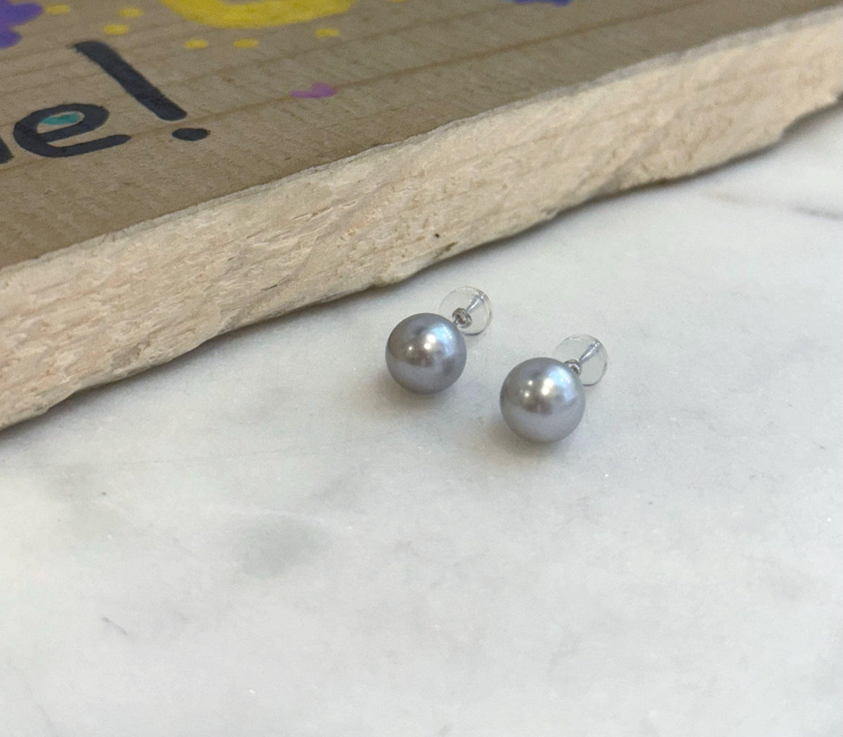 8.2mm Au750 18K Gold Akoya round Blue Silver Extreme luster natural ocean pearls minimalist earrings Gold stud Daily earrings