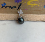affordable Insale 12.1mm Tahitian Exceptional Elegant silver green Ocean Pearl floral pendant Necklace unique gift for her.