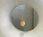 13.1mm Insale Extreme luster South Sea deep deep Golden ocean Pearl S925 silver mermaid tail pendant chain Anniversary birthday Gift for her