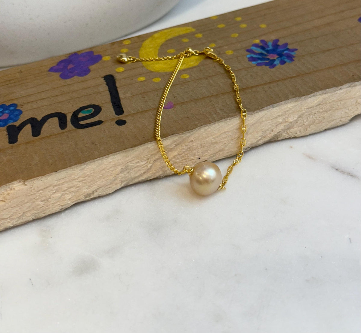 11.3mm strong luster south sea golden Pearl s925 silver AB adjustable daily office bracelet for her birthday. To 8.1”