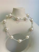 17pcs Extreme luster Akoya Ocean White pearls Satellite Exceptional Elegant s925 silver Necklace set for her. To 20”